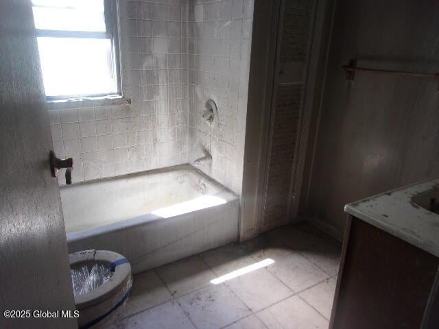 1745 Becker St, Schenectady, NY 12304 - bathroom featuring vanity, toilet, tile patterned floors, and shower / bathtub combination