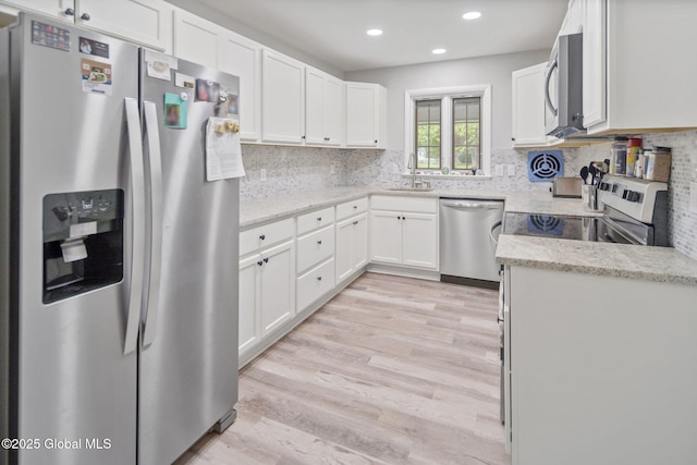 1920 Dover Rd, Niskayuna, NY 12309 - kitchen with appliances with stainless steel finishes, light wood finished floors, a sink, tasteful backsplash, and recessed lighting