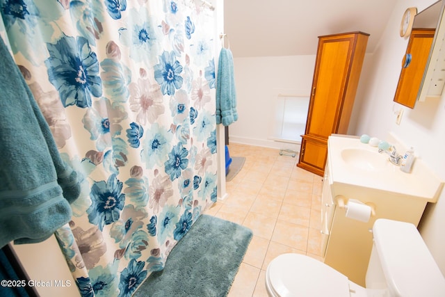 56 Boulevard, Queensbury, NY 12804 - full bathroom with vanity, toilet, tile patterned flooring, and a shower with curtain