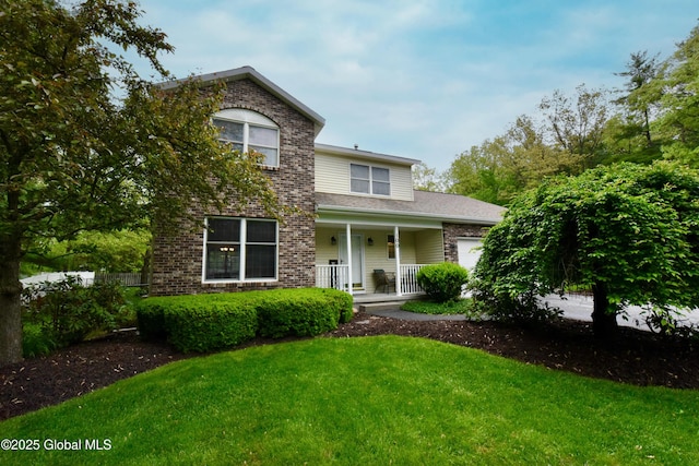 100 Kayaderosseras Dr, Milton, NY 12020 - traditional-style house with a porch, a garage, and a front lawn