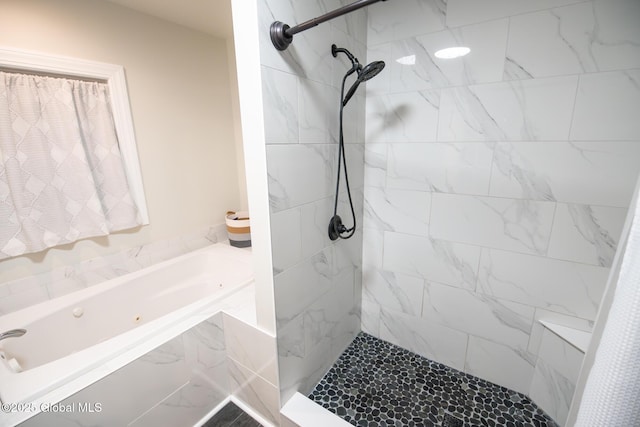16 Dinu Dr, Warrensburg, NY 12885 - full bathroom featuring a whirlpool tub and a tile shower
