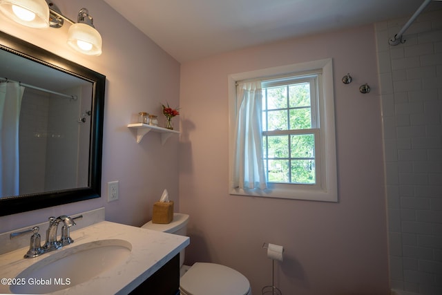 95 Jordan Blvd, Bethlehem, NY 12054 - bathroom featuring vanity, toilet, and a tile shower