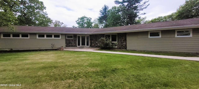 22 E Rd, Brunswick, NY 12180 - back of house with a yard, stone siding, and a patio