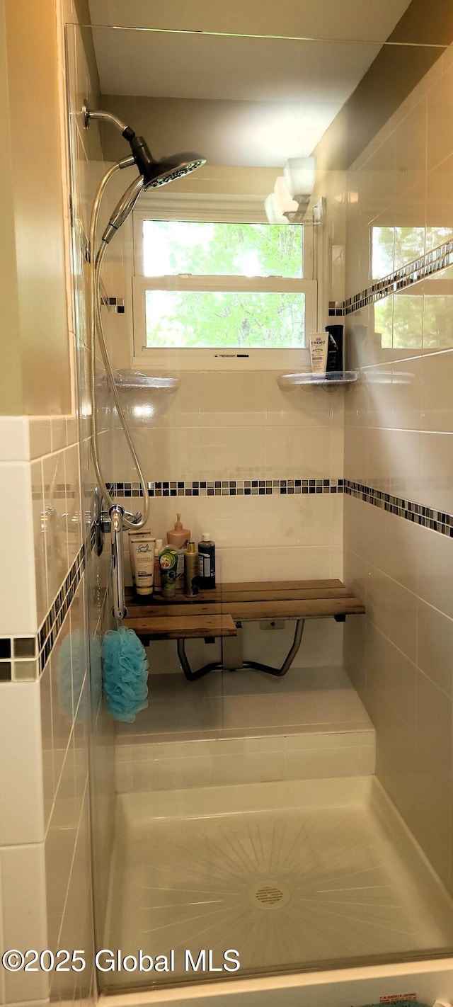 22 E Rd, Brunswick, NY 12180 - bathroom with tiled shower and tile walls