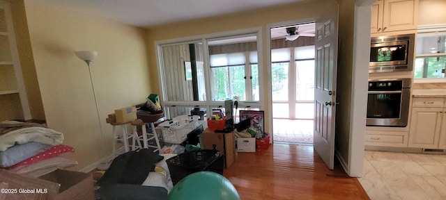 22 E Rd, Brunswick, NY 12180 - kitchen featuring appliances with stainless steel finishes, plenty of natural light, a ceiling fan, and light wood-style flooring