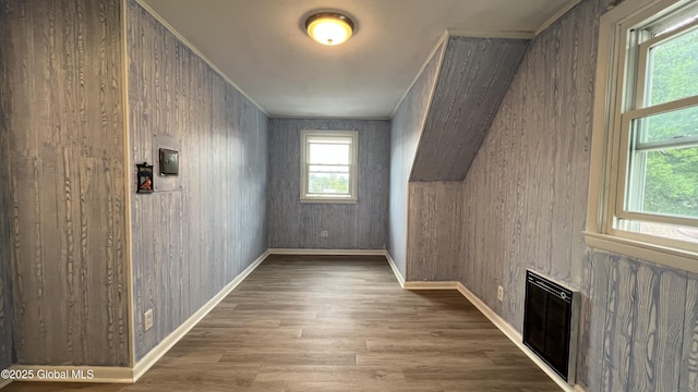 209 Hudson Ave E, East Greenbush, NY 12144 - bonus room featuring wood finished floors, wooden walls, heating unit, and baseboards