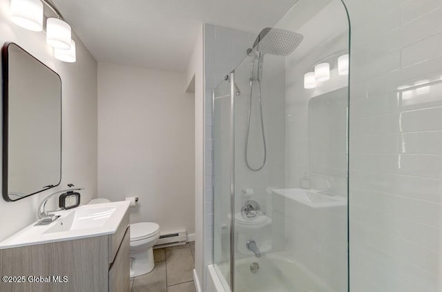 3956 Rte 9 W, Saugerties, NY 12477 - full bathroom with toilet, a baseboard heating unit, vanity, tile patterned floors, and bathtub / shower combination