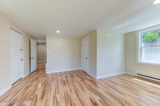 3956 Rte 9 W, Saugerties, NY 12477 - spare room featuring light wood-type flooring, recessed lighting, baseboards, and baseboard heating