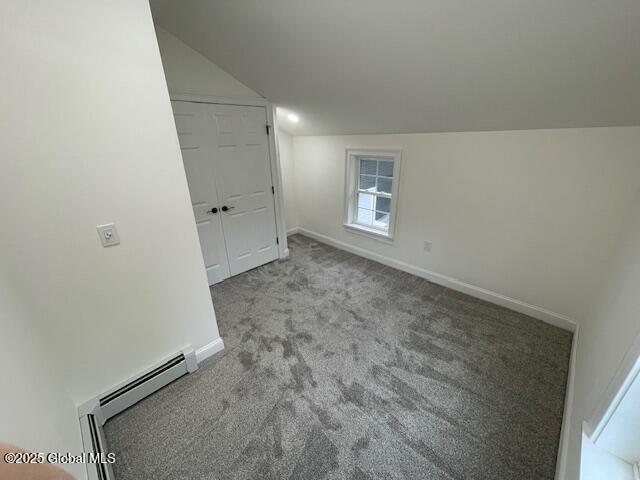 3916 State Highway 2, Brunswick, NY 12180 - bonus room with carpet floors, lofted ceiling, baseboards, and a baseboard heating unit