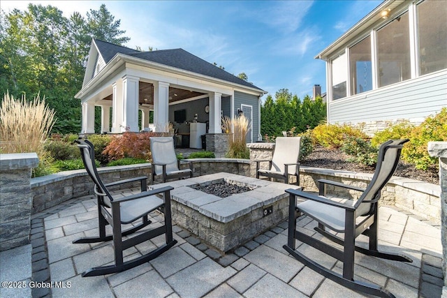 18 Rose Ter, Wilton, NY 12866 - view of patio / terrace featuring a fire pit and ceiling fan