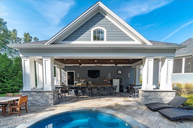 18 Rose Ter, Wilton, NY 12866 - back of house with a patio, a ceiling fan, and a shingled roof