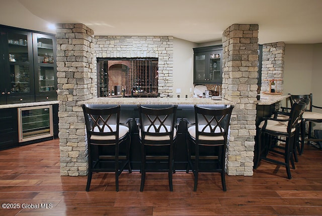 18 Rose Ter, Wilton, NY 12866 - indoor wet bar with beverage cooler and dark wood-style flooring