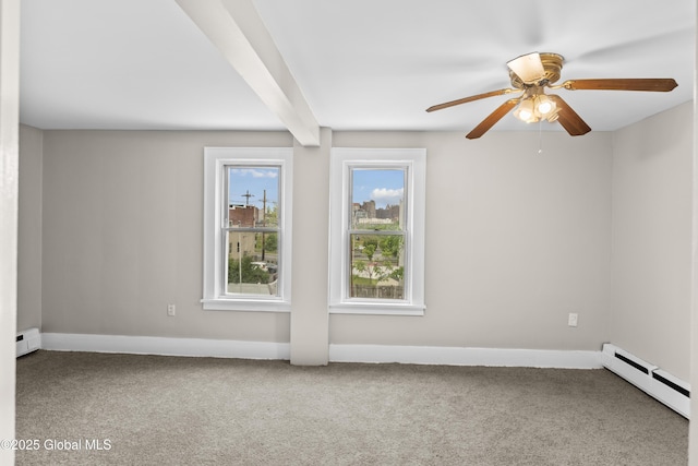 819 1st St, Rensselaer, NY 12144 - empty room featuring baseboard heating, carpet, and baseboards