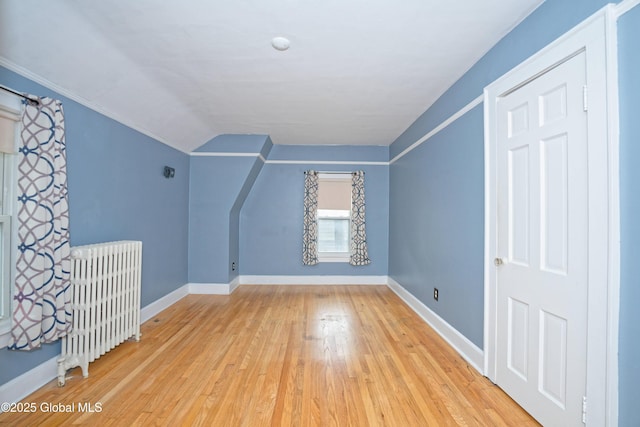 1013 Washington Ave, Albany, NY 12206 - additional living space featuring radiator, light wood-style flooring, baseboards, and vaulted ceiling