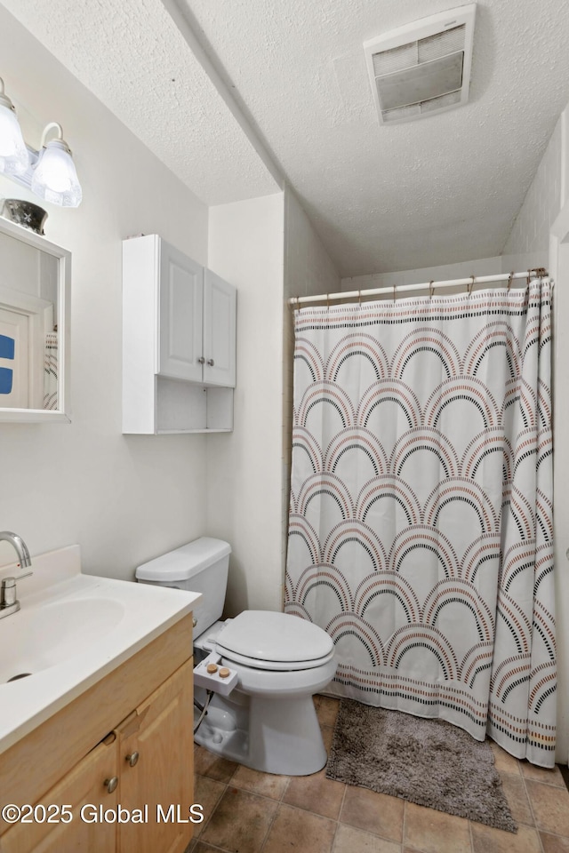 1022 State Route 29, Greenwich, NY 12834 - bathroom with vanity, toilet, a textured ceiling, and a shower with curtain