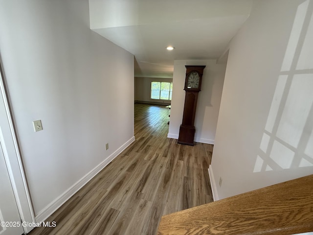 12 Graves St, Glens Falls, NY 12801 - hall with wood finished floors, baseboards, and recessed lighting