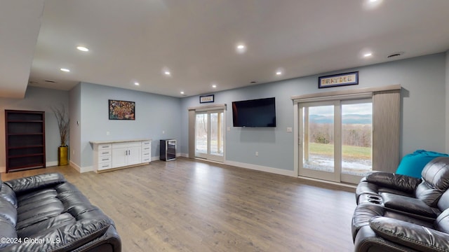 74 Dick Hyatt Ln, Whitehall, NY 12887 - living area featuring light wood-style floors, recessed lighting, and baseboards