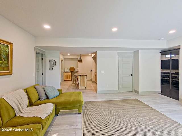22 Burnham Rd, Wilton, NY 12831 - living room with recessed lighting, light wood finished floors, and baseboards