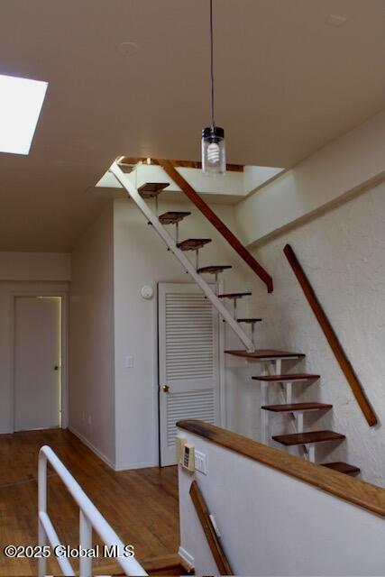 7 Garden Aly, Albany, NY 12210 - staircase with a skylight and wood finished floors