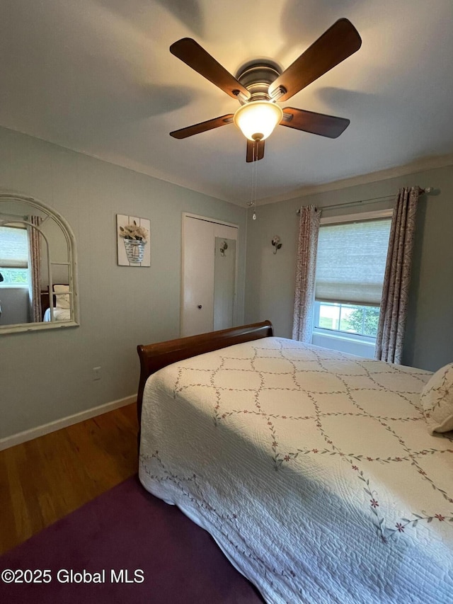 17 Sylvan Ln, Clifton Park, NY 12065 - bedroom with wood finished floors, baseboards, and ceiling fan