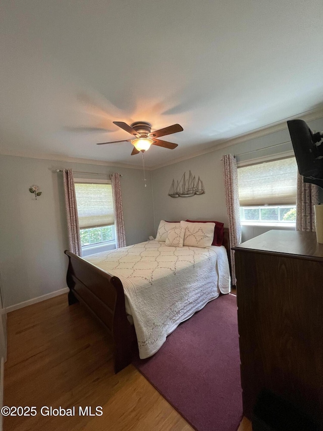 17 Sylvan Ln, Clifton Park, NY 12065 - bedroom with wood finished floors, ceiling fan, crown molding, and baseboards