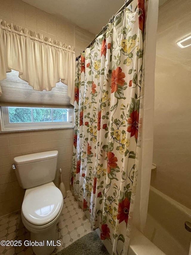 17 Sylvan Ln, Clifton Park, NY 12065 - bathroom with toilet, shower / bath combination with curtain, and tile patterned floors