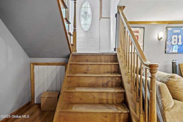 13 Willow Ln, Halfmoon, NY 12118 - stairway featuring wood finished floors and baseboards