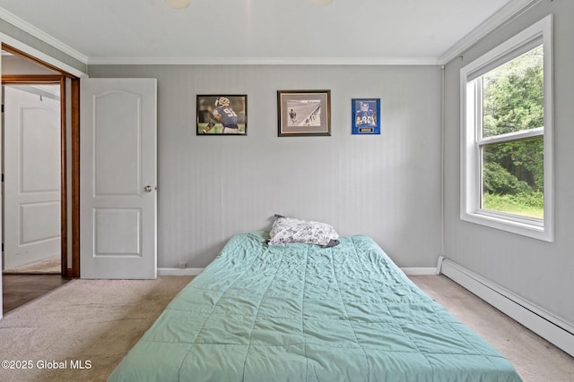 13 Willow Ln, Halfmoon, NY 12118 - carpeted bedroom featuring baseboard heating and ornamental molding