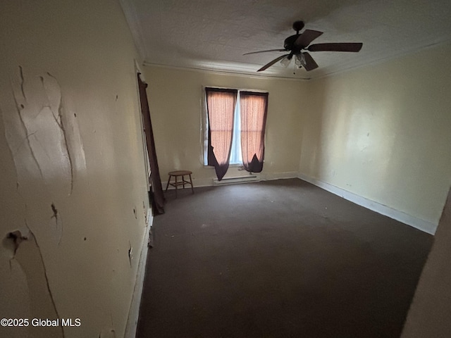 207 Fon Clair St, Johnstown, NY 12095 - unfurnished room with crown molding, dark colored carpet, and a ceiling fan