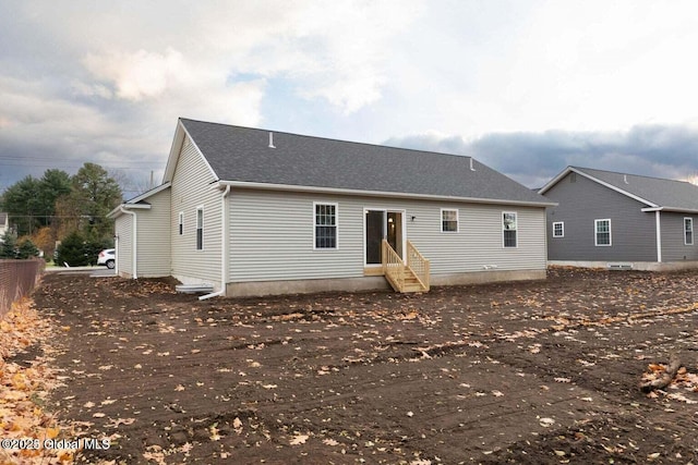 30 W St, Hudson Falls, NY 12839 - rear view of property featuring entry steps and roof with shingles
