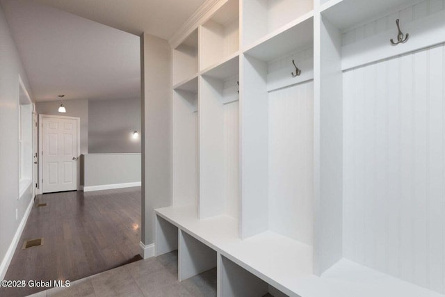 30 W St, Hudson Falls, NY 12839 - mudroom with baseboards and wood finished floors