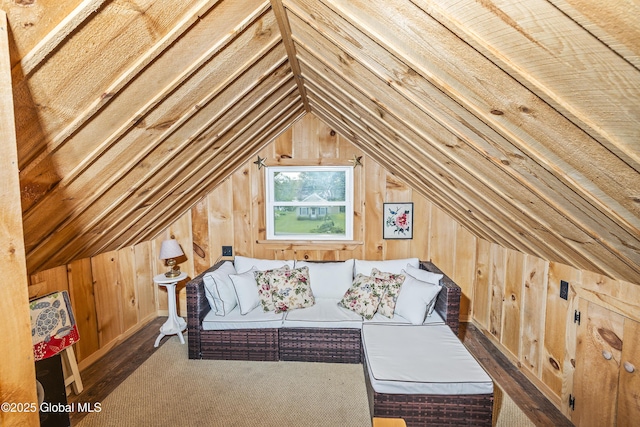 5882 Lake Rd, Galway, NY 12074 - living area with wood walls and lofted ceiling