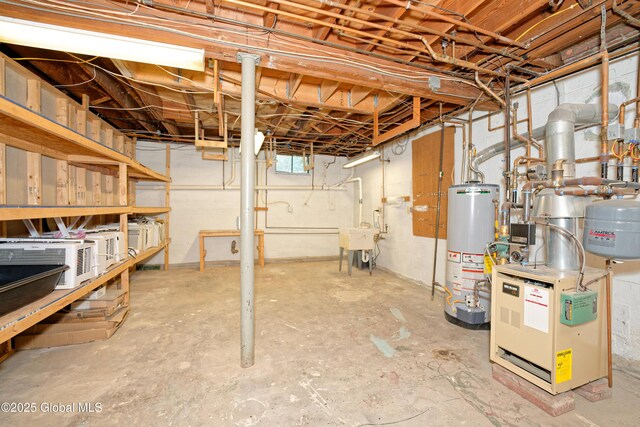 9 S Maple Ln, Colonie, NY 12211 - unfinished below grade area with water heater and a heating unit