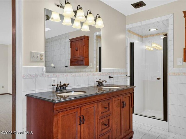 3077 New Williamsburg Dr, Guilderland, NY 12303 - full bath with tile walls, double vanity, and a shower stall