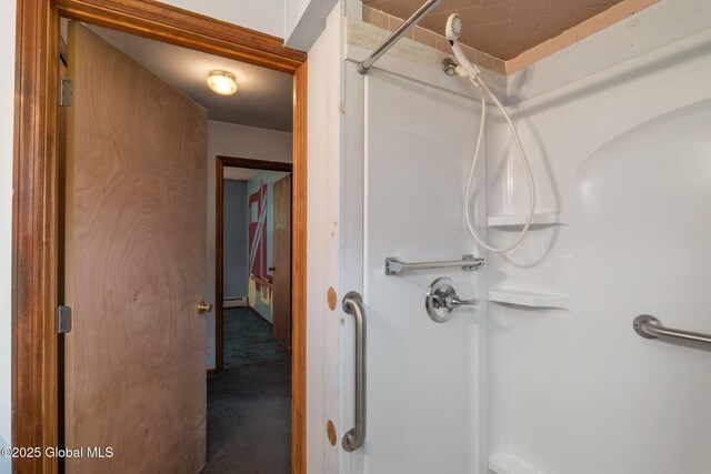 195 N St, Cobleskill, NY 12043 - bathroom with a shower and a baseboard heating unit