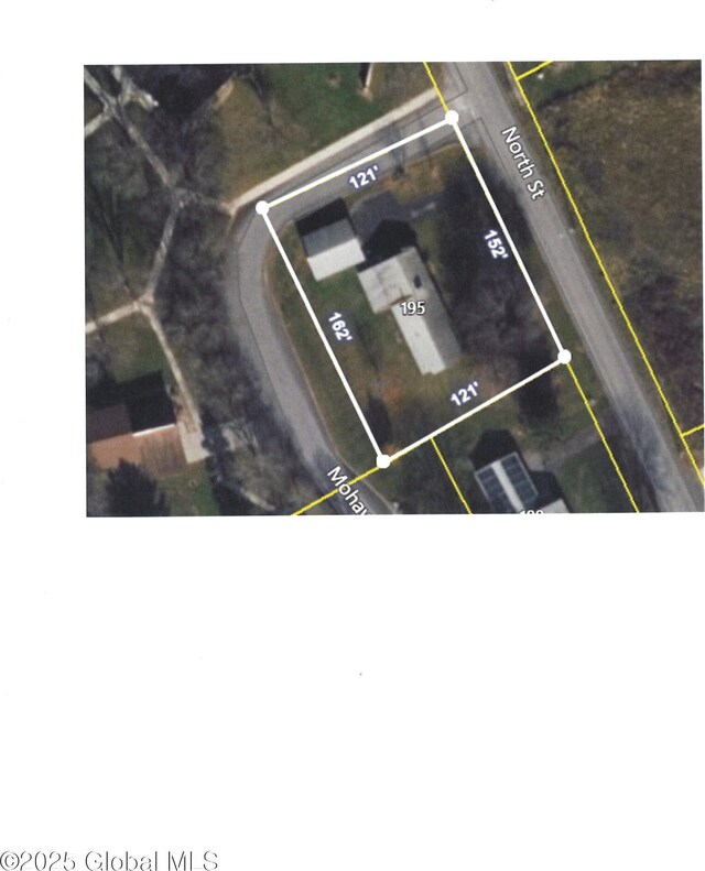 195 N St, Cobleskill, NY 12043 - aerial view of property's location featuring property parcel outlined