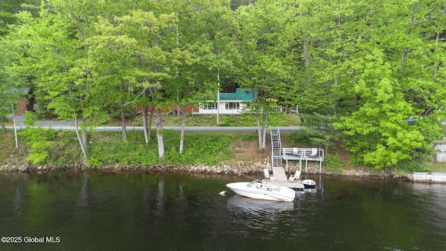 858 E River Dr, Lake Luzerne, NY 12846 - dock with stairs and a water view