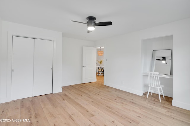 106 E Berkley Sq, Glenville, NY 12302 - unfurnished bedroom with light wood finished floors, a closet, and ceiling fan