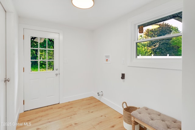 106 E Berkley Sq, Glenville, NY 12302 - washroom with healthy amount of natural light, light wood-style flooring, electric dryer hookup, and washer hookup
