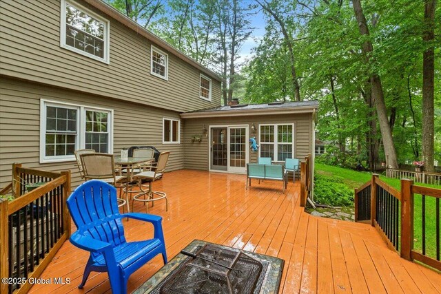 19 Canterbury Rd, Clifton Park, NY 12065 - wooden deck with outdoor dining area