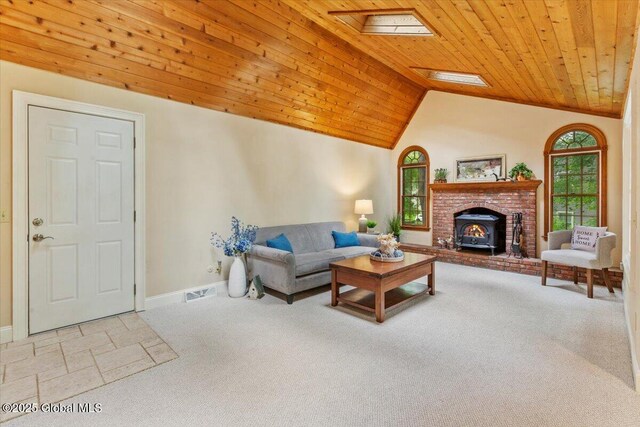 19 Canterbury Rd, Clifton Park, NY 12065 - carpeted living room with wood ceiling and high vaulted ceiling