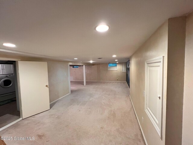 19 Canterbury Rd, Clifton Park, NY 12065 - finished below grade area with washer / dryer, recessed lighting, and light colored carpet
