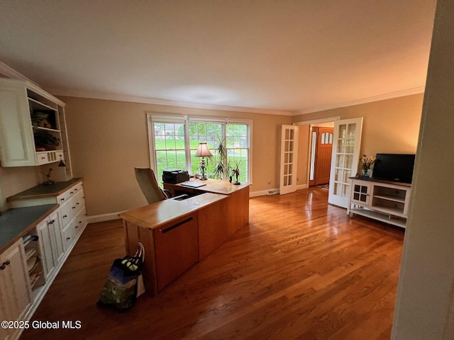19 Canterbury Rd, Clifton Park, NY 12065 - home office with wood finished floors, french doors, and crown molding