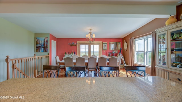 127 Firefly Meadow Rd, Glen, NY 12072 - dining space featuring a chandelier and vaulted ceiling
