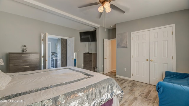 127 Firefly Meadow Rd, Glen, NY 12072 - bedroom with wood finished floors, a closet, ceiling fan, and baseboards