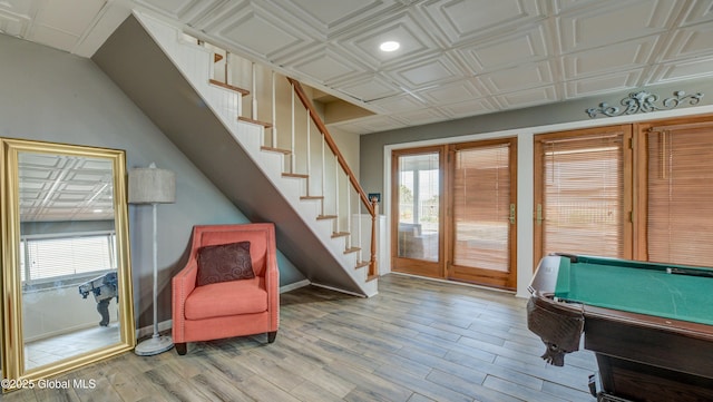 127 Firefly Meadow Rd, Glen, NY 12072 - playroom with plenty of natural light, light wood-type flooring, baseboards, pool table, and an ornate ceiling