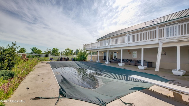 127 Firefly Meadow Rd, Glen, NY 12072 - view of swimming pool with an outdoor living space, a patio, and a diving board