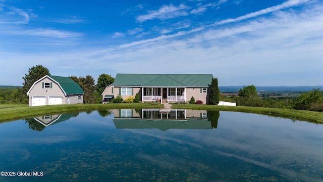 127 Firefly Meadow Rd, Glen, NY 12072 - rear view of house featuring an outbuilding, a water view, and a detached garage