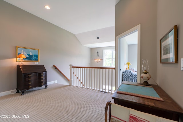 26 Galleon Dr Unit 26, Malta, NY 12020 - corridor with an upstairs landing, carpet floors, and lofted ceiling