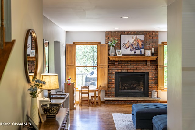 844 Red Oak Dr, Niskayuna, NY 12309 - living area with dark wood-style floors and a fireplace